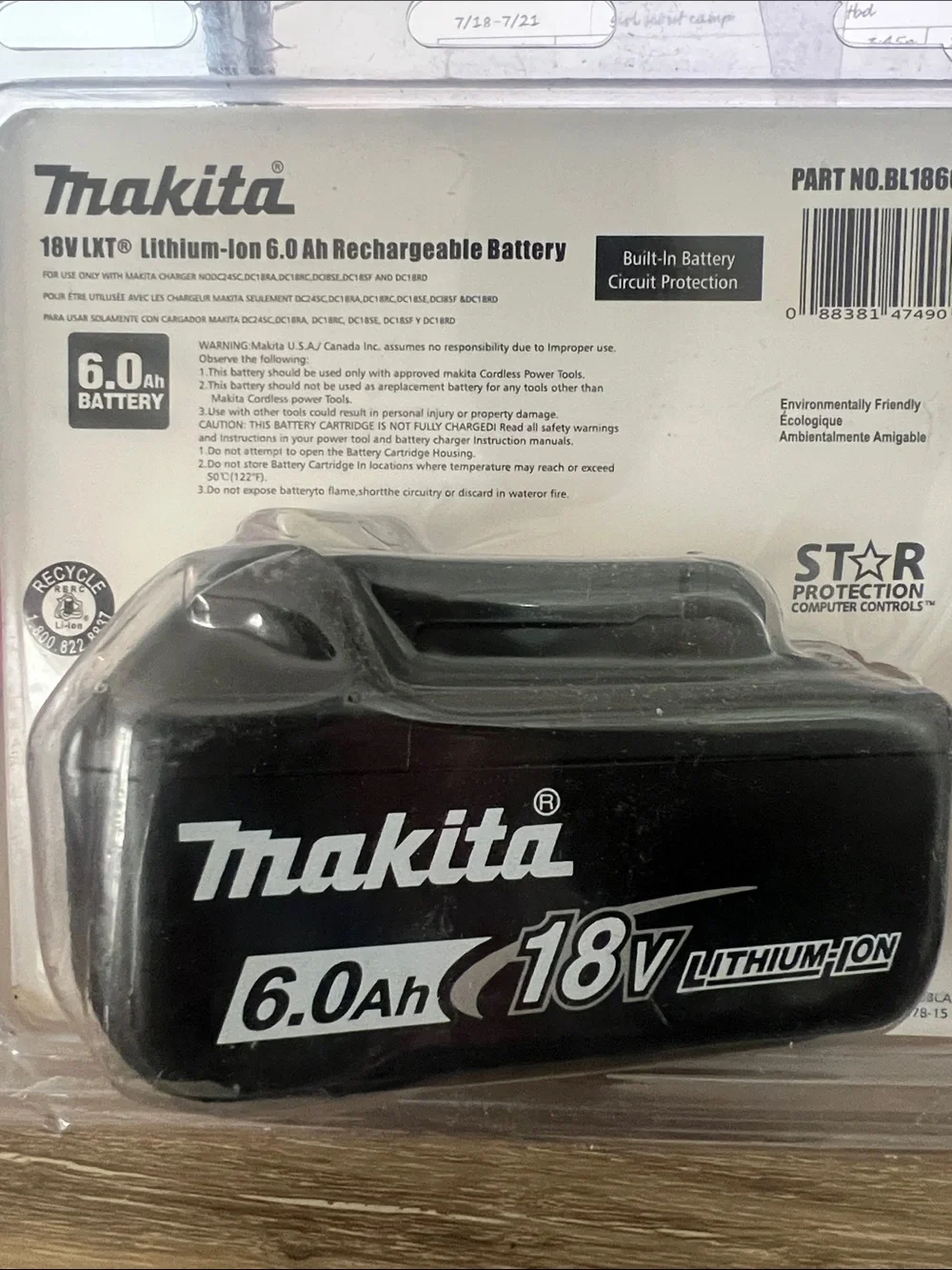 New Original Makita 18V 6.0Ah Rechargeable Lithium Ion Battery BL1860B
